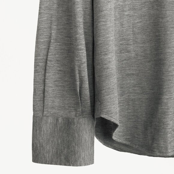 Brunello Cucinelli Dark Grey Silk & Cotton Jersey Button-Up Basic Fit Shirt - Picture 5 of 12